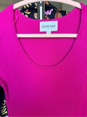 Olive & Oak Ribbed Scoop Neck Tank - Fuchsia Pink